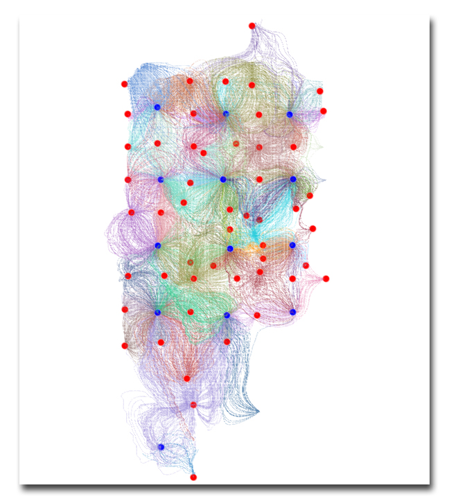 Flow paths connect wells based on reservoir properties